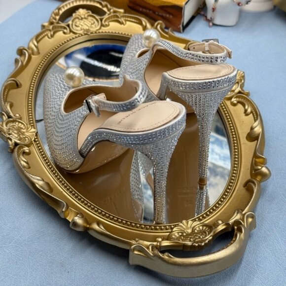 🆕 BLACK SUEDE STUDIO 🧿 NWOB Reina 100 White Crystal Slingback PumpsSz 36 US5.5 - Picture 10 of 16